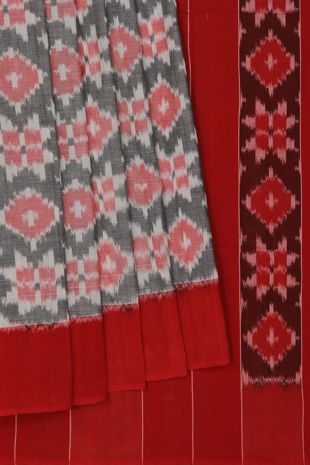 Image of Pochampally Ikat Grey Saree