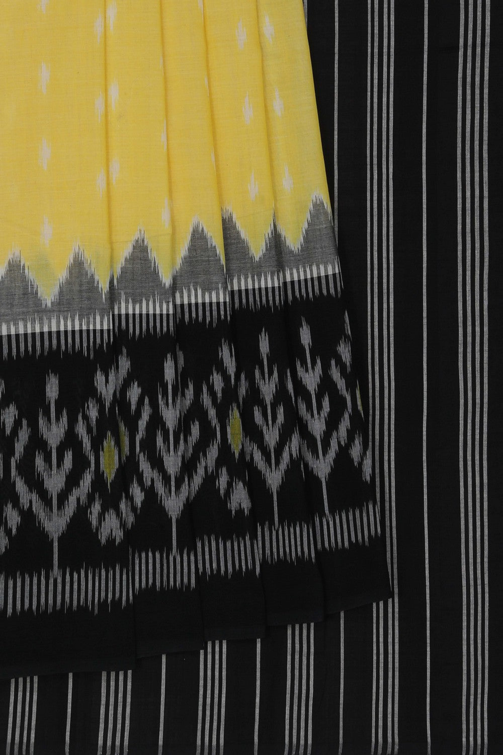 Image of Pochampally Ikat Yellow Saree