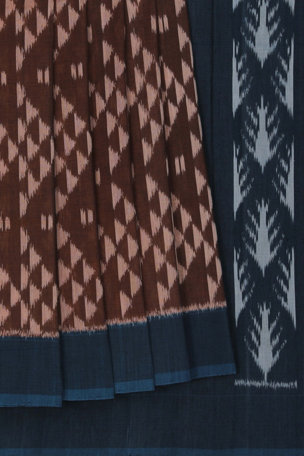 Image of Pochampally Ikat Brown Saree