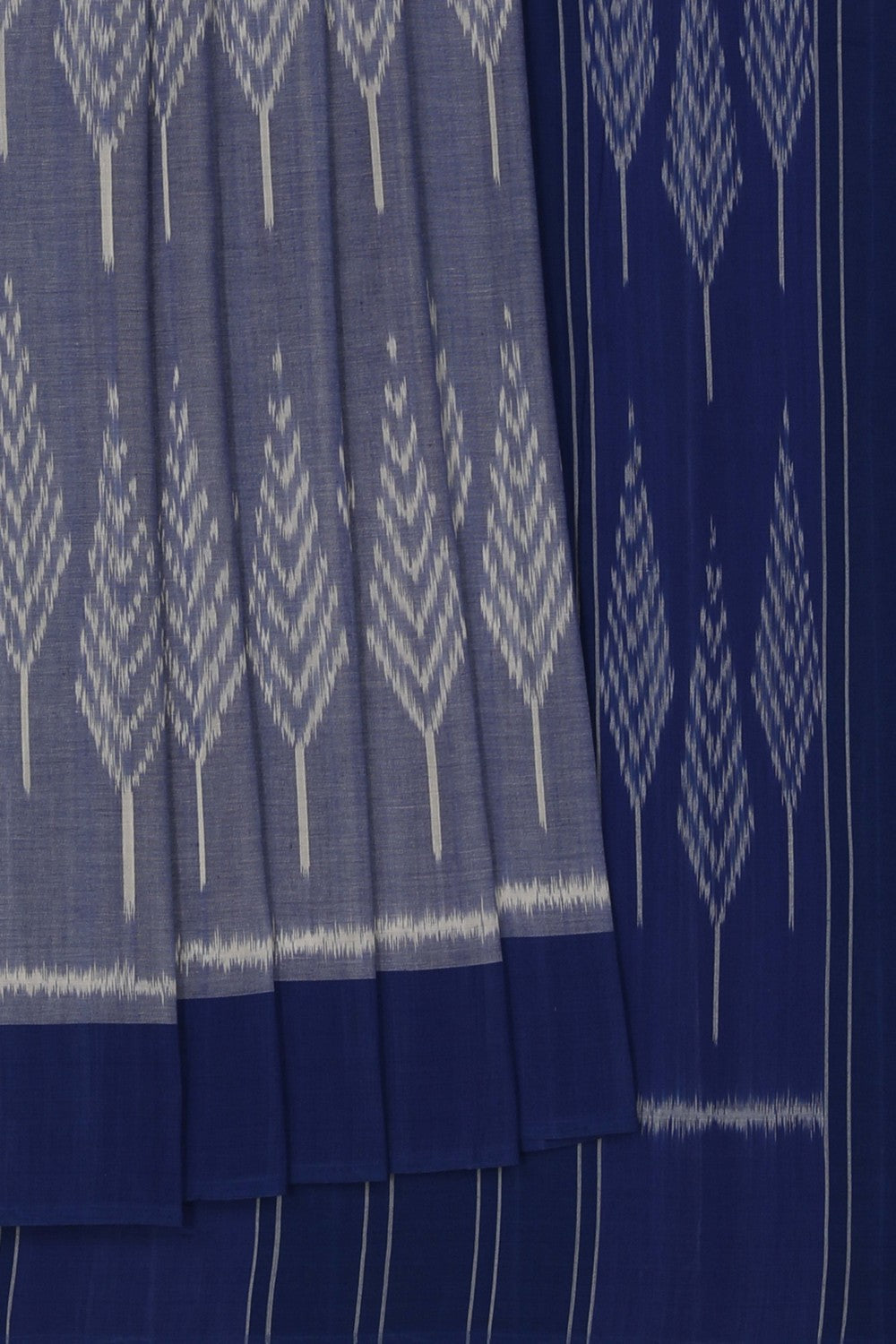 Image of Pochampally Ikat Smoky Blue Saree