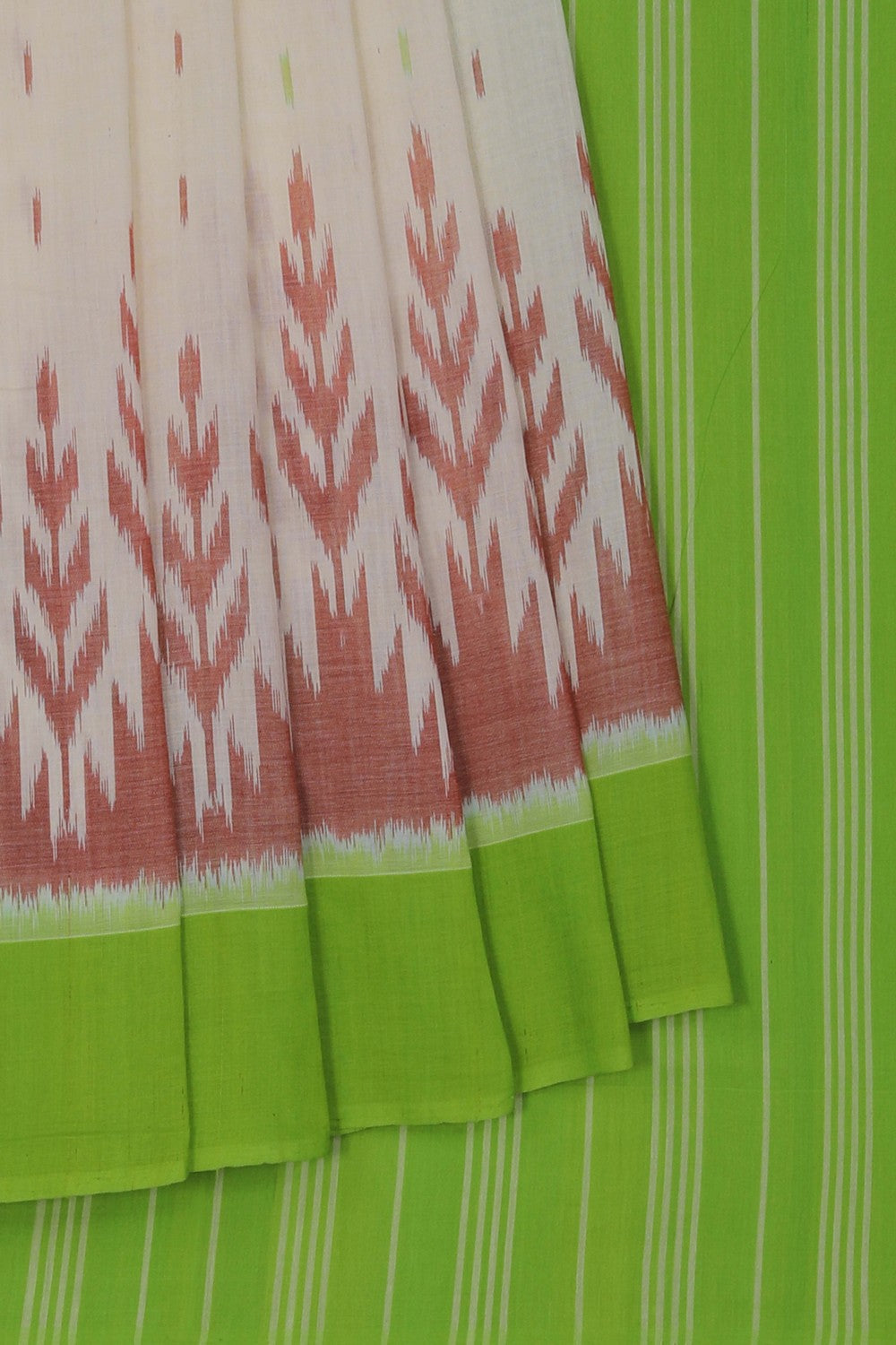 Image of Pochampally Ikat Off-White Saree