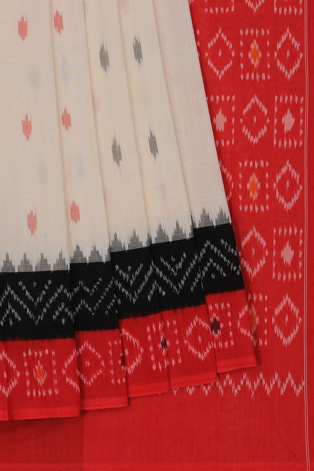 Pochampally Ikat Off-White Saree