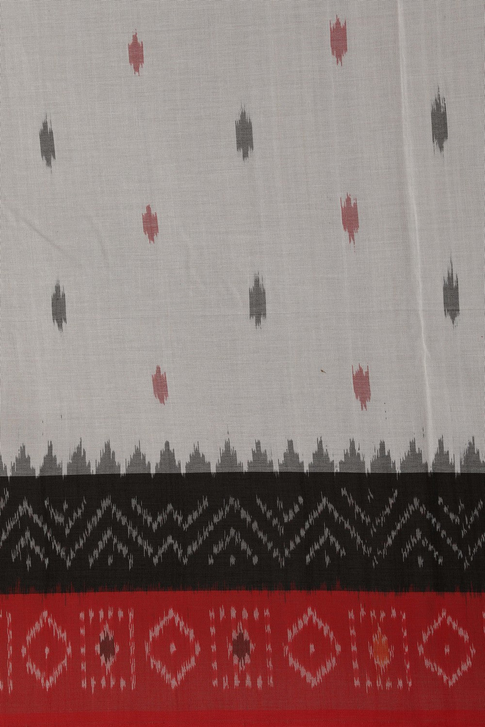 Image of Pochampally Ikat Off-White Saree
