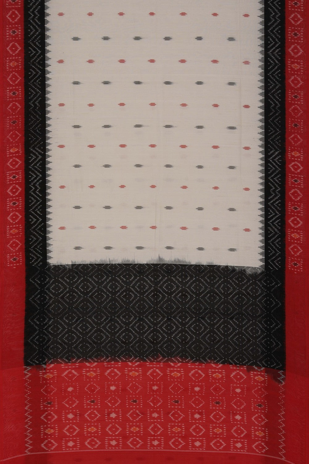 Image of Pochampally Ikat Off-White Saree