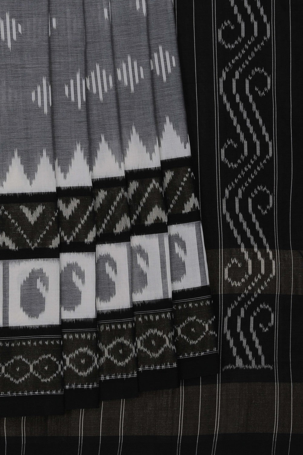 Image of Pochampally Ikat Grey Saree