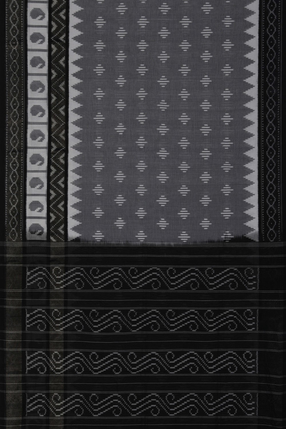 Image of Pochampally Ikat Grey Saree
