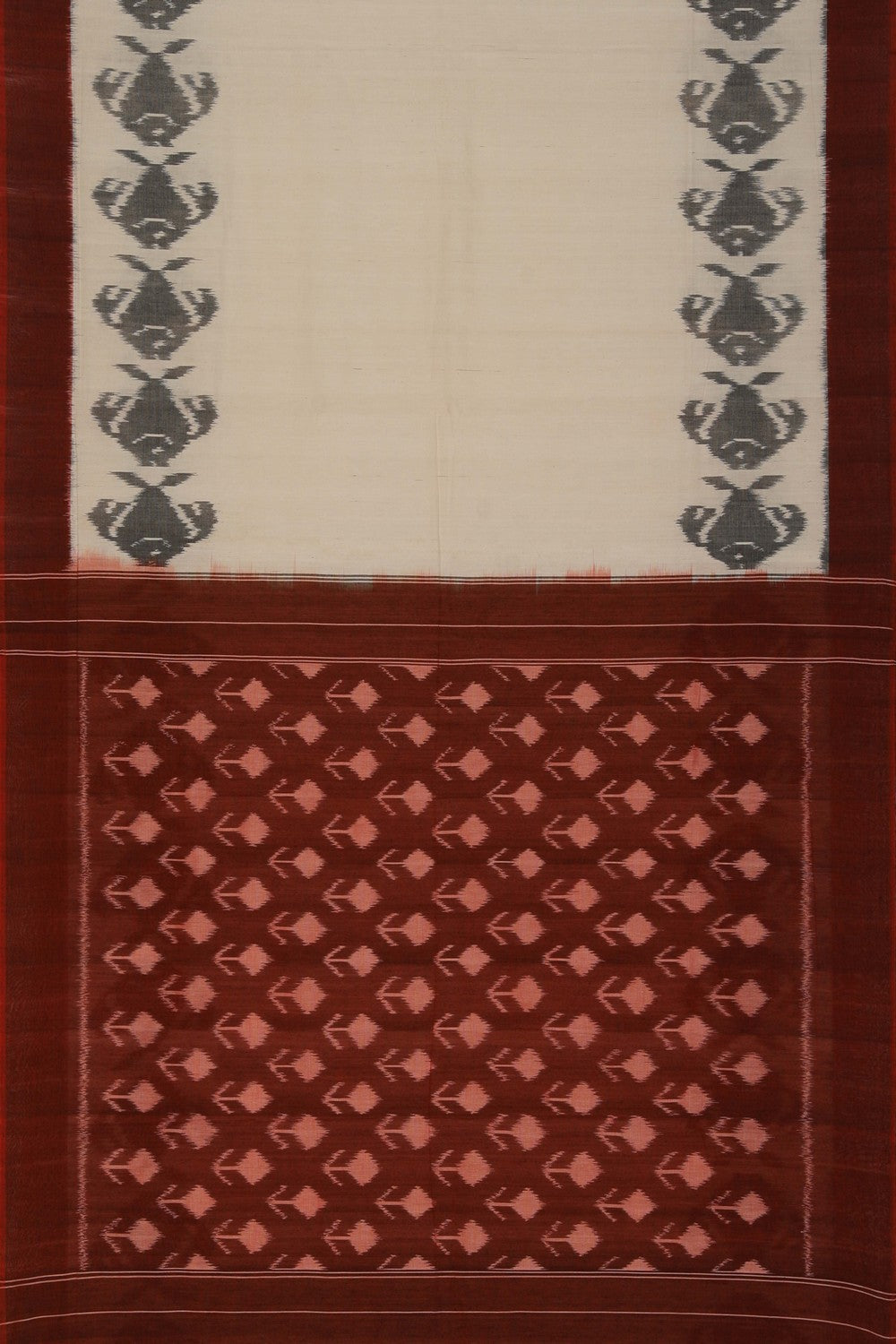 Pochampally Ikat Off-White Saree