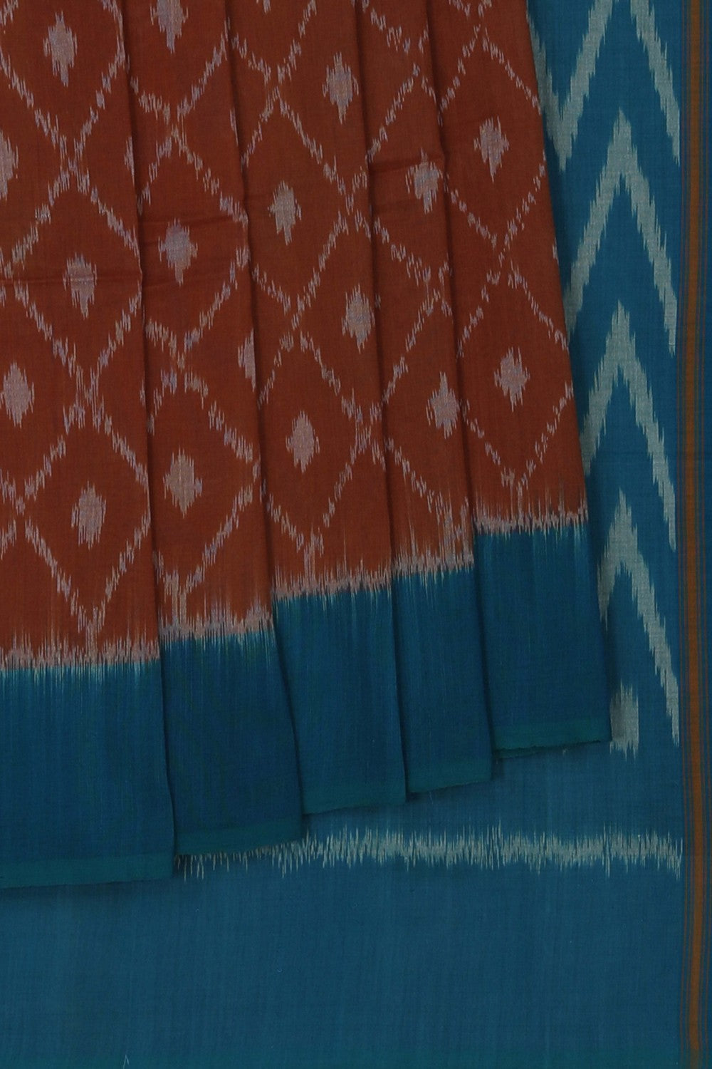 Image of Pochampally Ikat Brown Saree