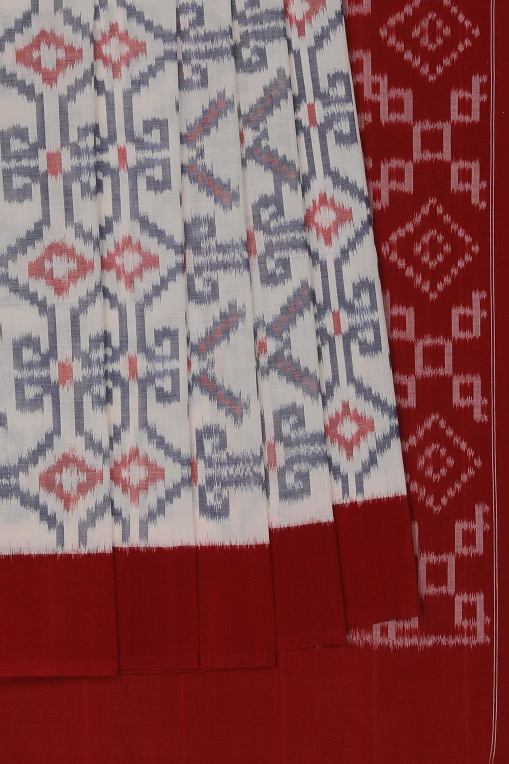 Image of Pochampally Ikat White Saree