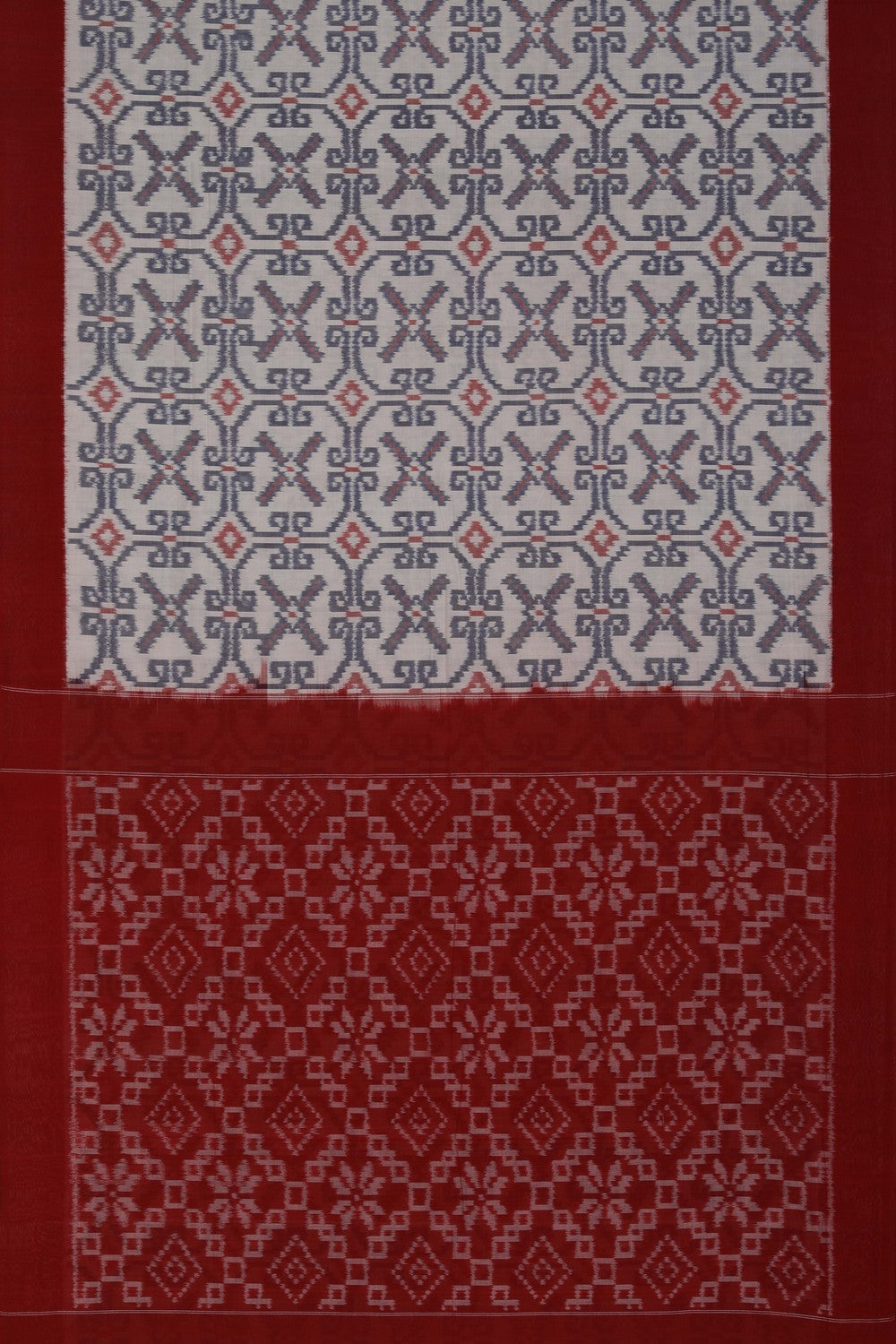 Pochampally Ikat White Saree