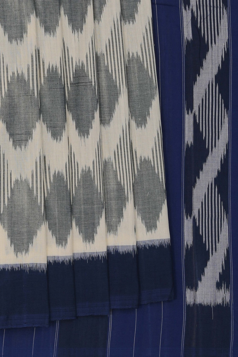 Image of Pochampally Ikat Off White Saree