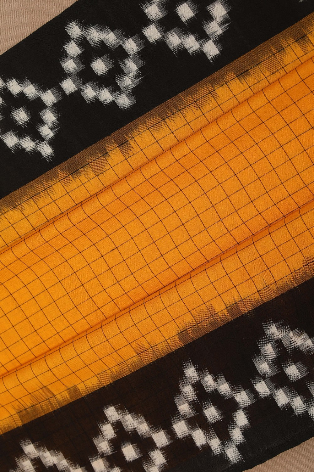 Image of Pochampally Ikat Yellow Saree