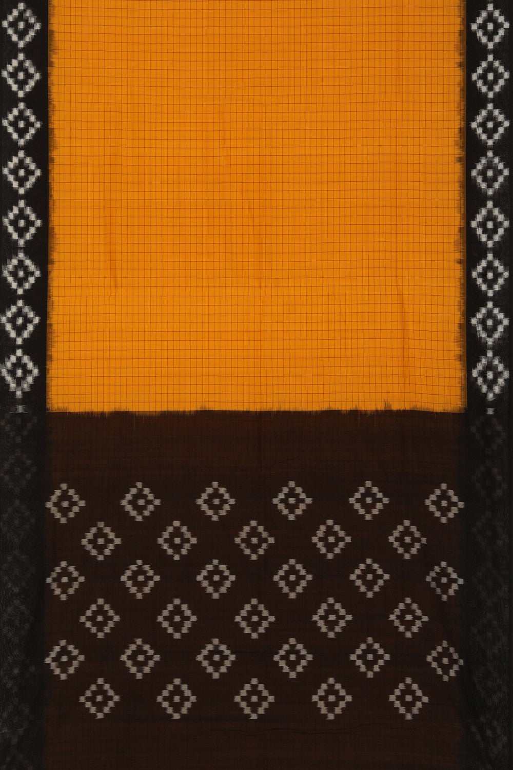 Image of Pochampally Ikat Yellow Saree