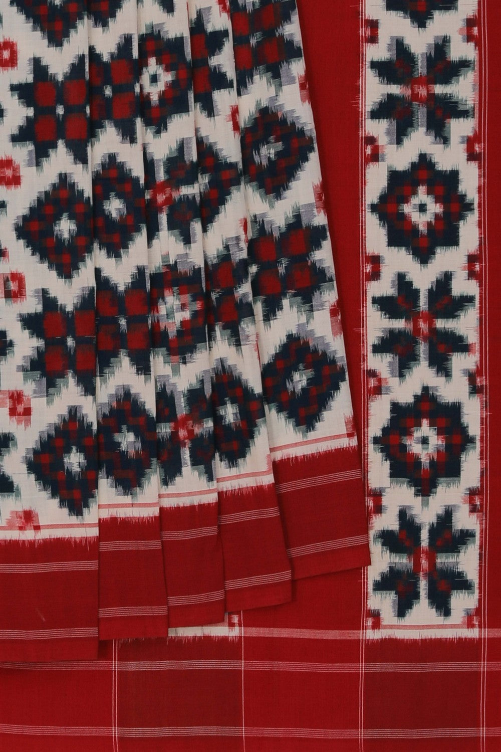 Pochampally Ikat Off-White Saree