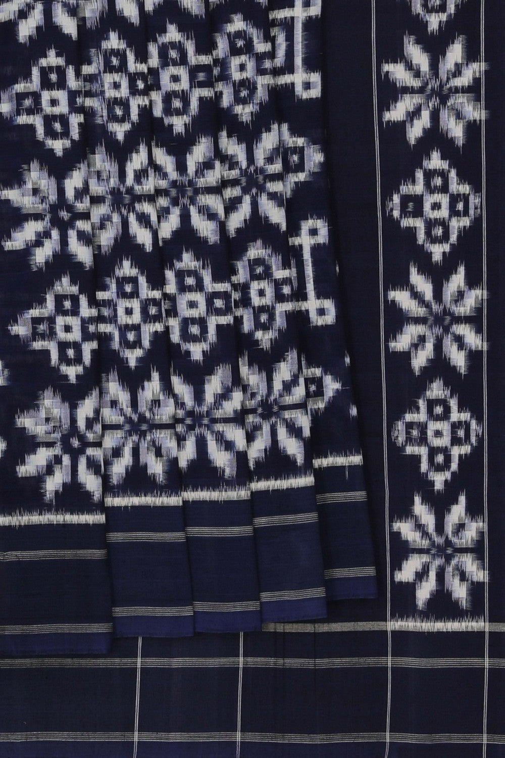 Image of Pochampally Ikat Navy Blue Saree