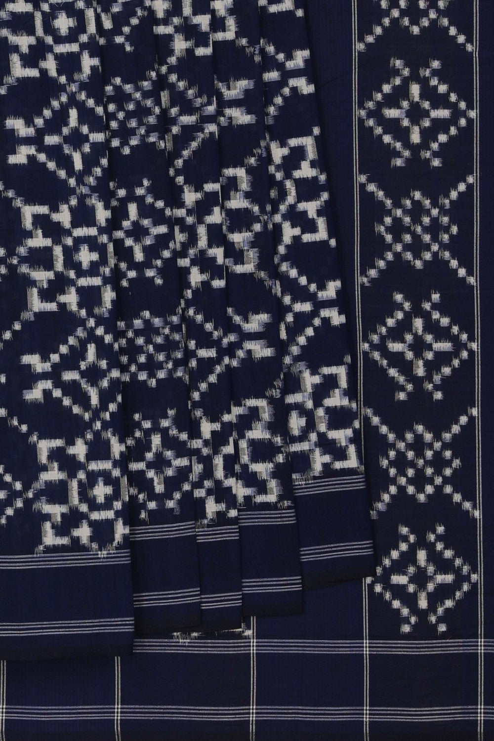 Image of Pochampally Ikat Navy Blue Saree