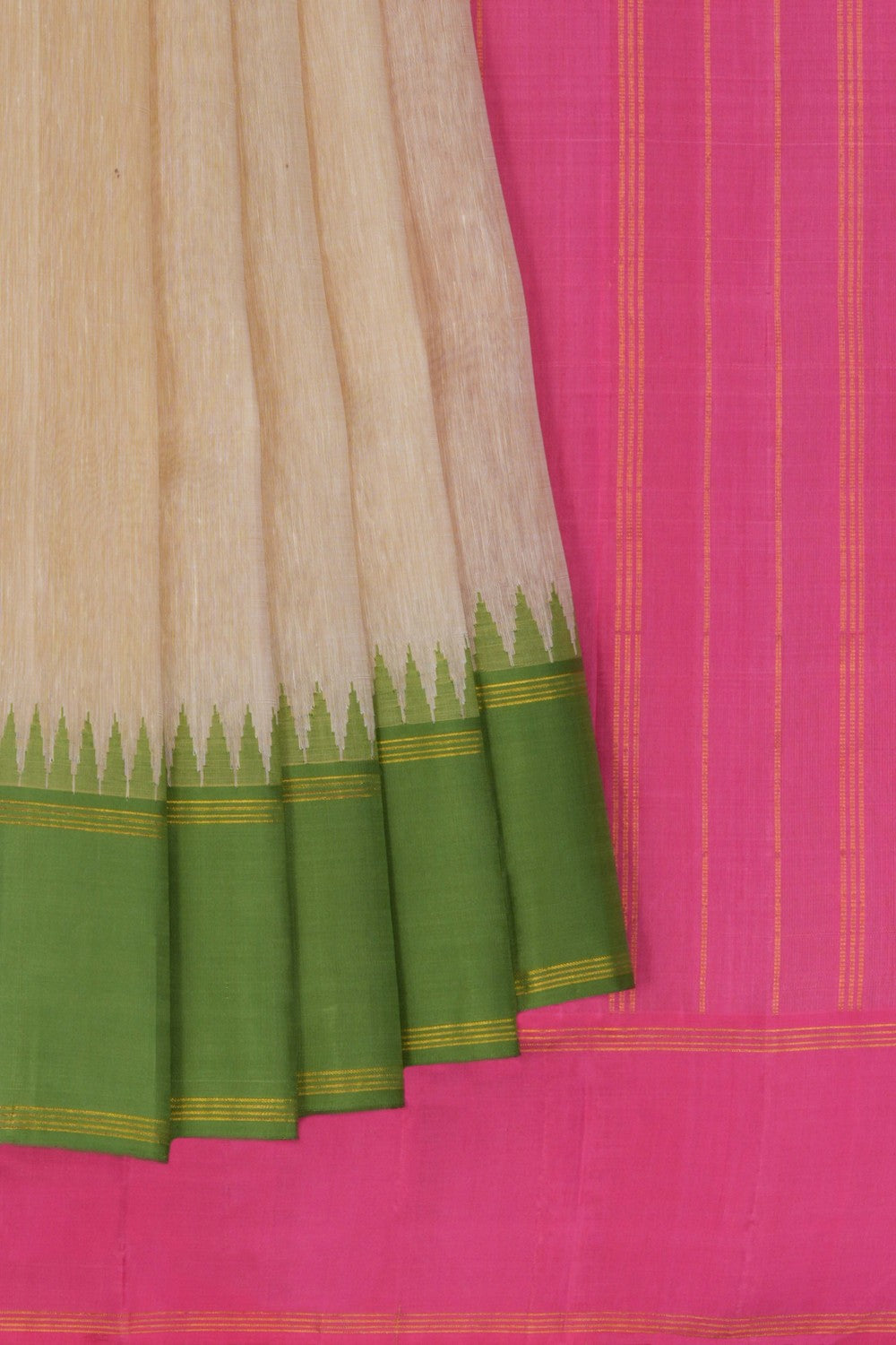 Image of Arani Linen Silk Off-White Saree