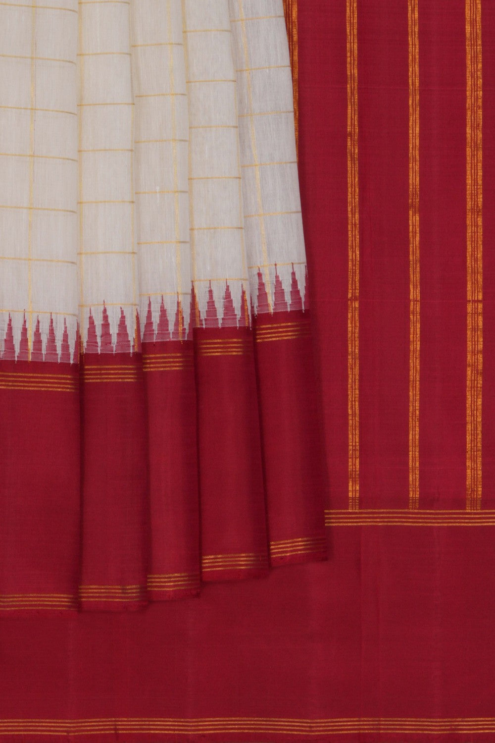Image of Arani Linen Silk Off-White Saree