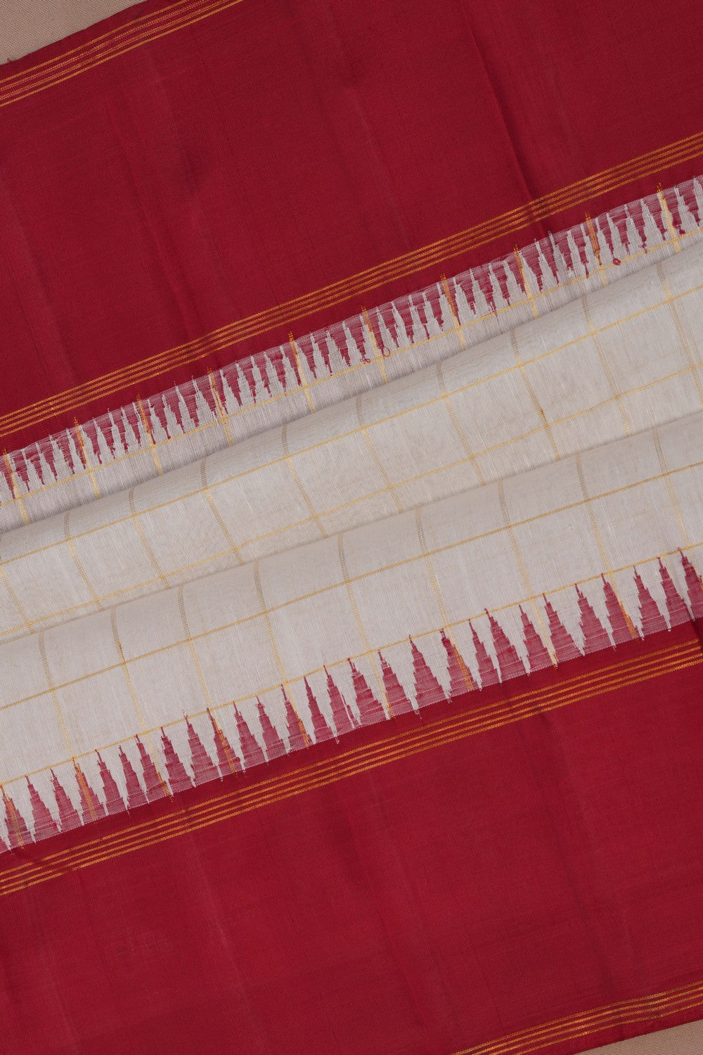 Image of Arani Linen Silk Off-White Saree