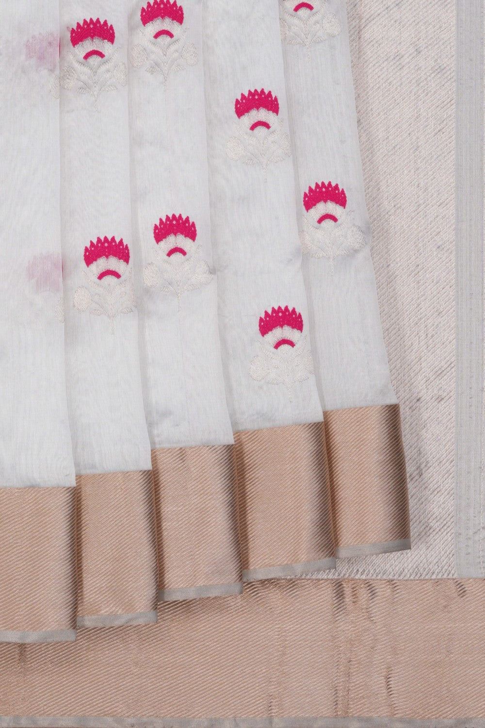 Image of Chanderi Silk White Saree