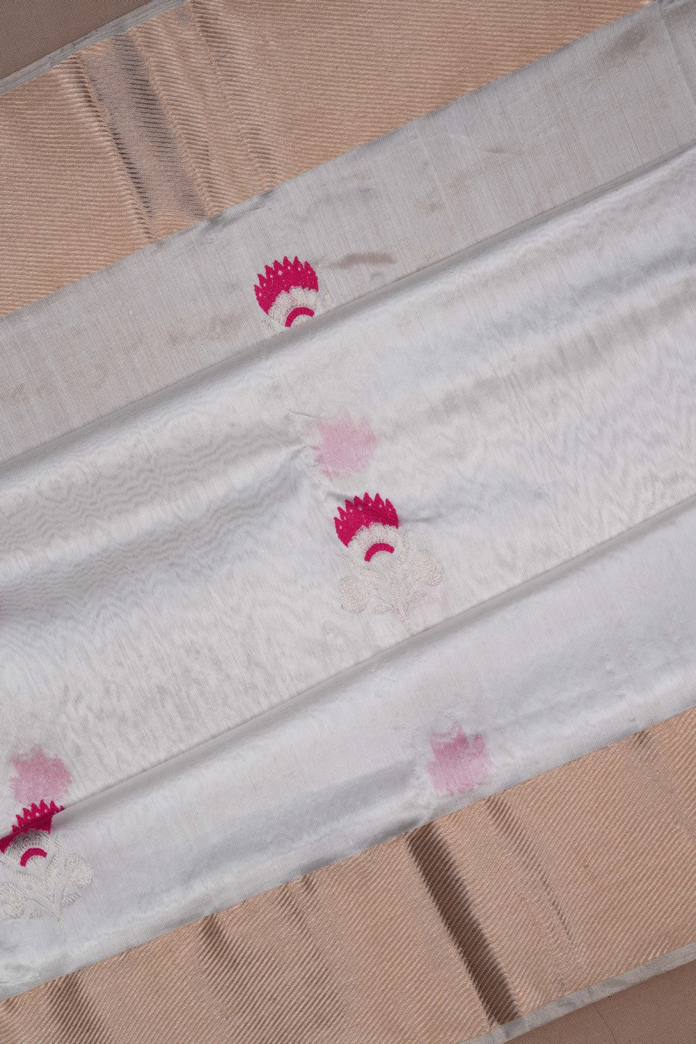 Chanderi Silk White Saree