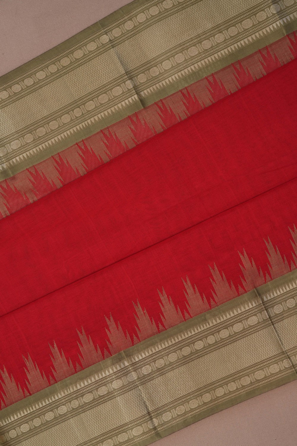 Image of Kanchi Cotton Red Saree