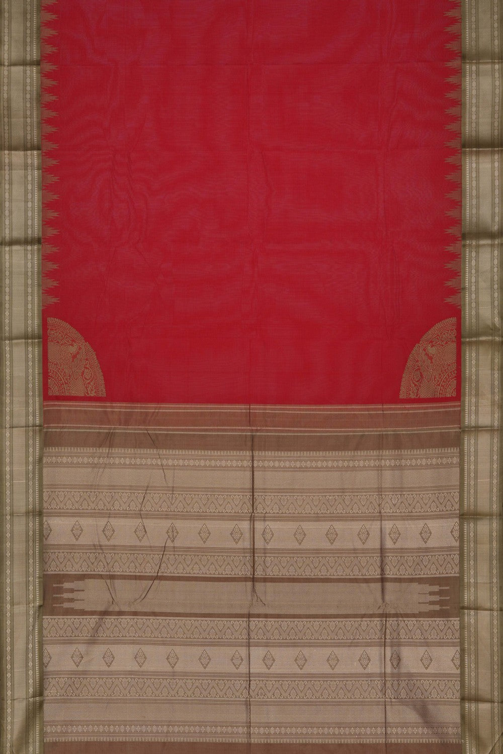Image of Kanchi Cotton Red Saree