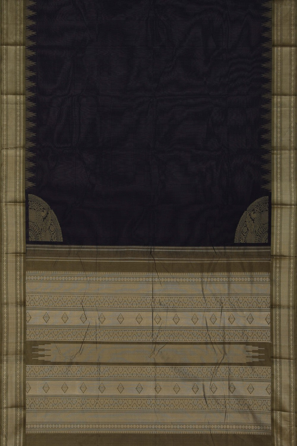 Image of Kanchi Cotton Navy Blue Saree