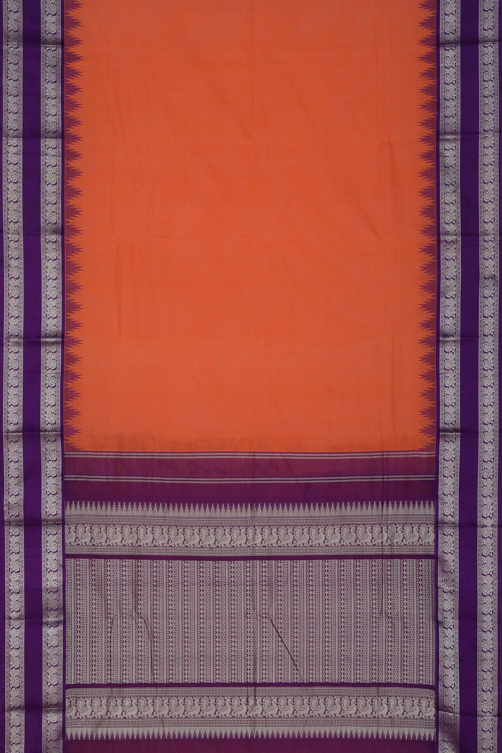 Image of Kanchi Cotton Orange Saree