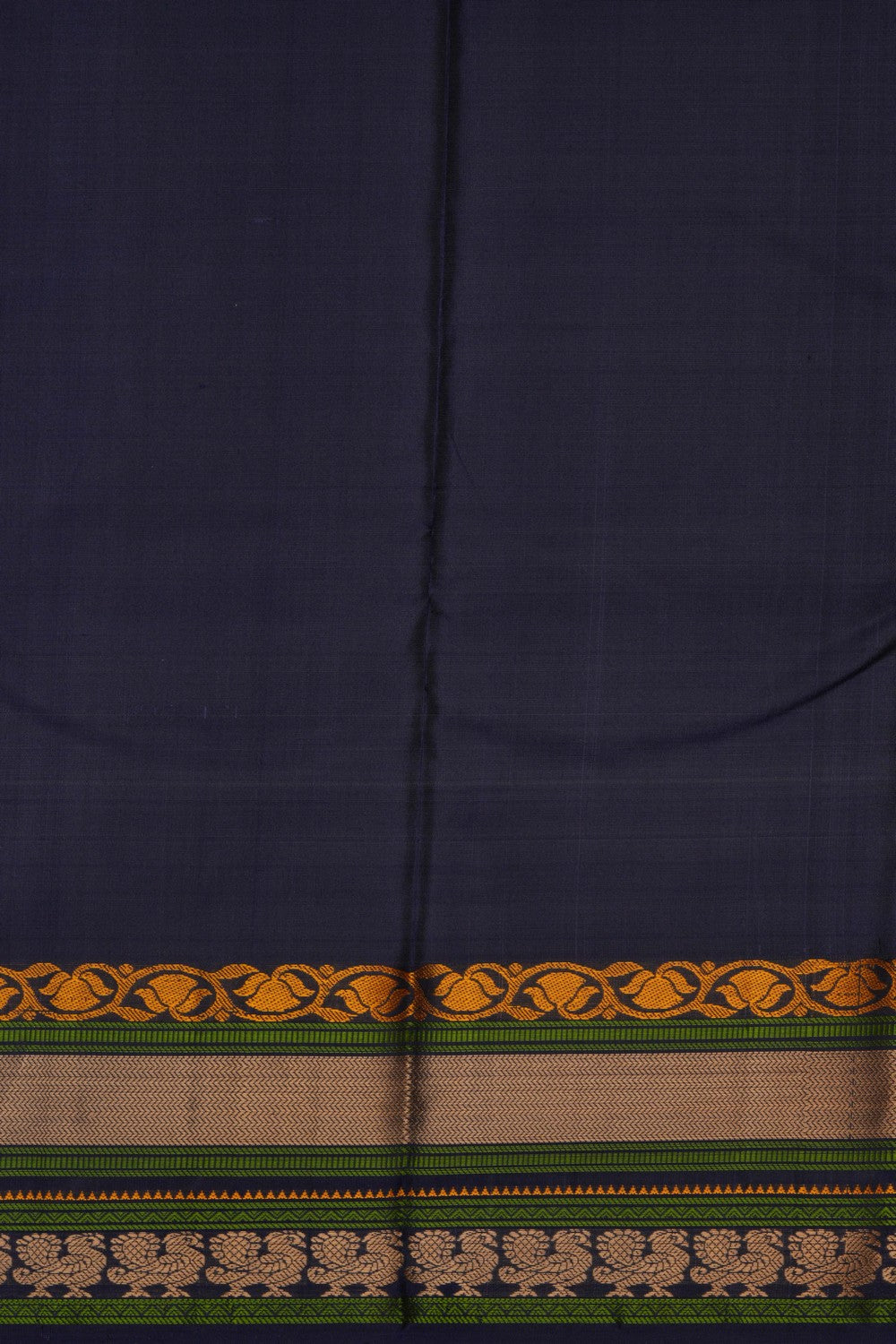Image of Kanchipuram Kattam Navy Blue Saree