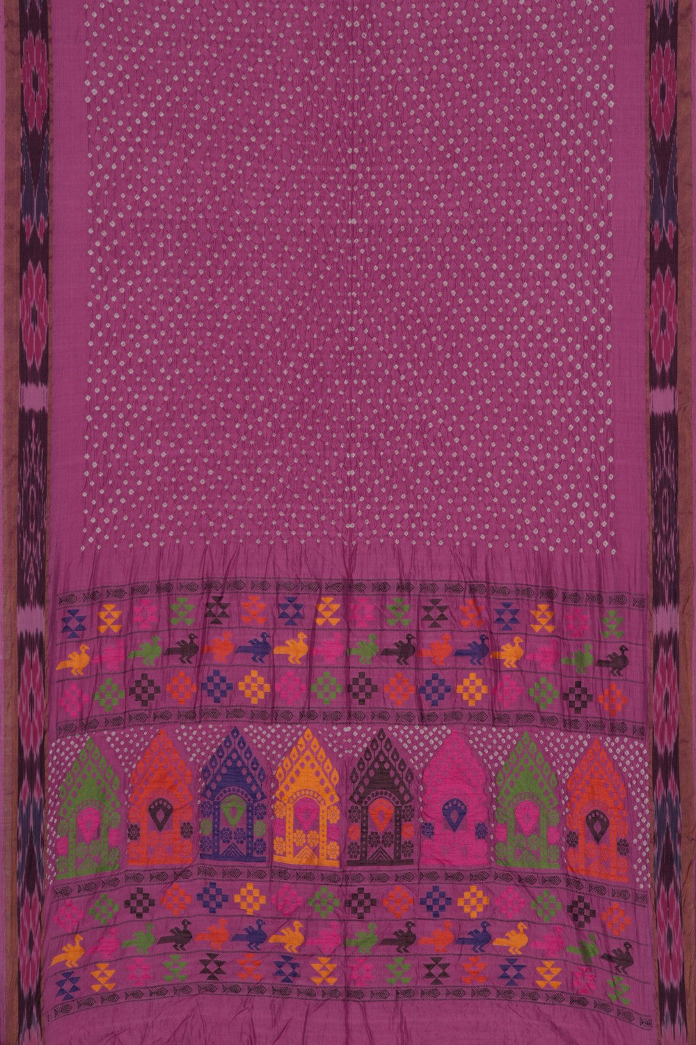 Image of Bandhani Saree With Ikat Border