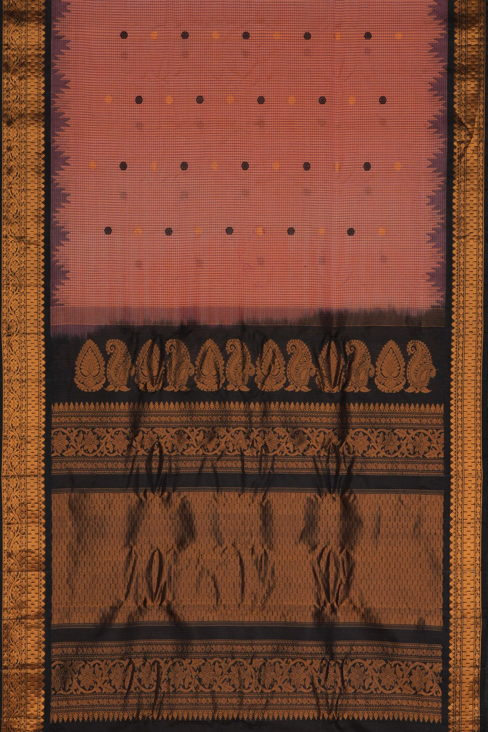 Image of Gadwal Kattam Peach Saree