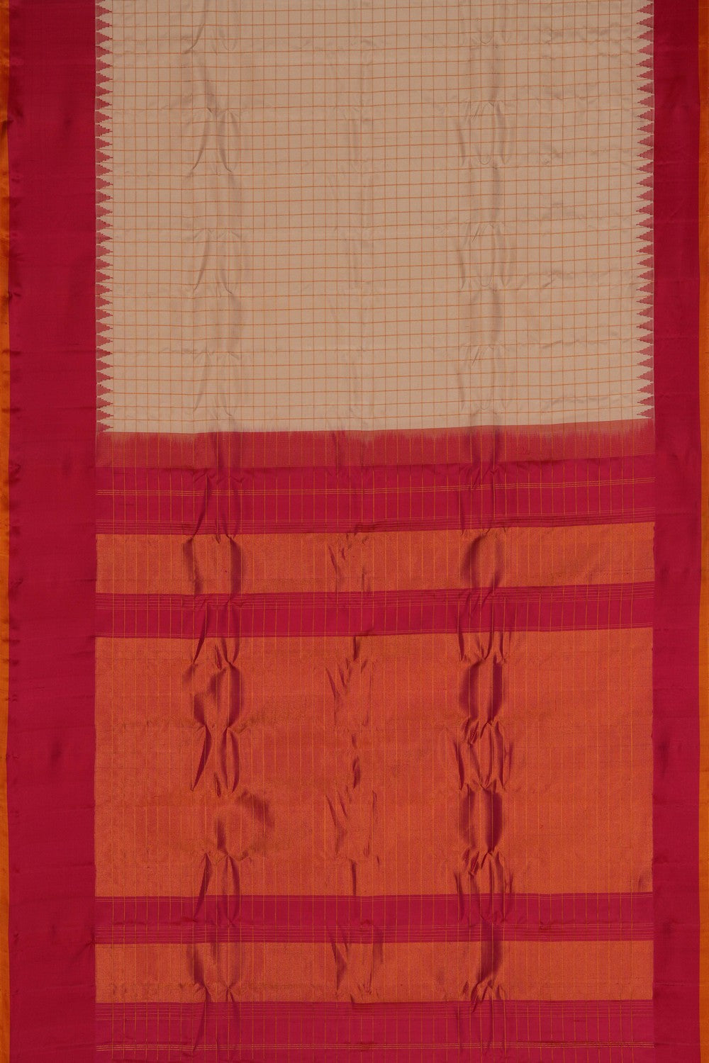 Image of Gadwal Kattam Beige Saree