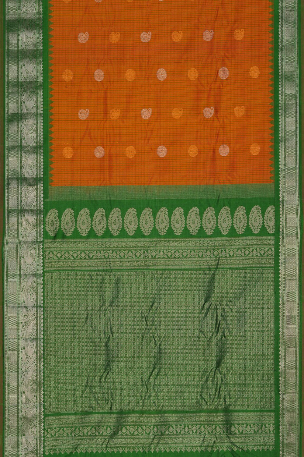 Gadwal Kattam Orange Saree
