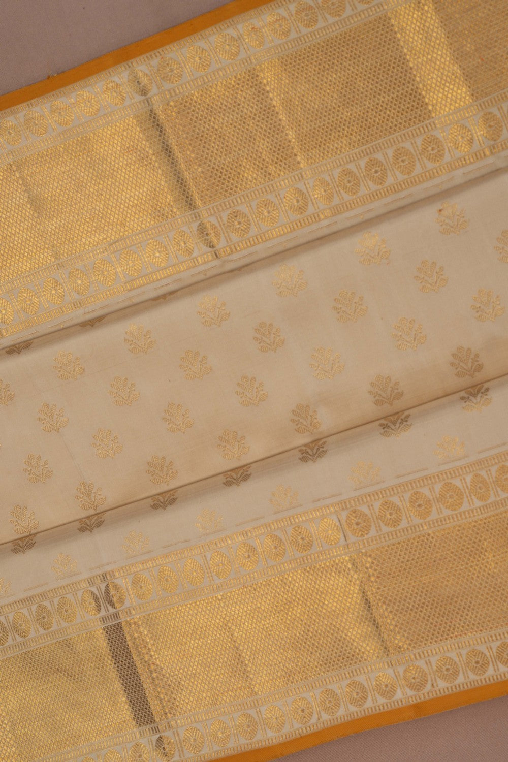 Image of Kanchipuram Silk Off-White Saree