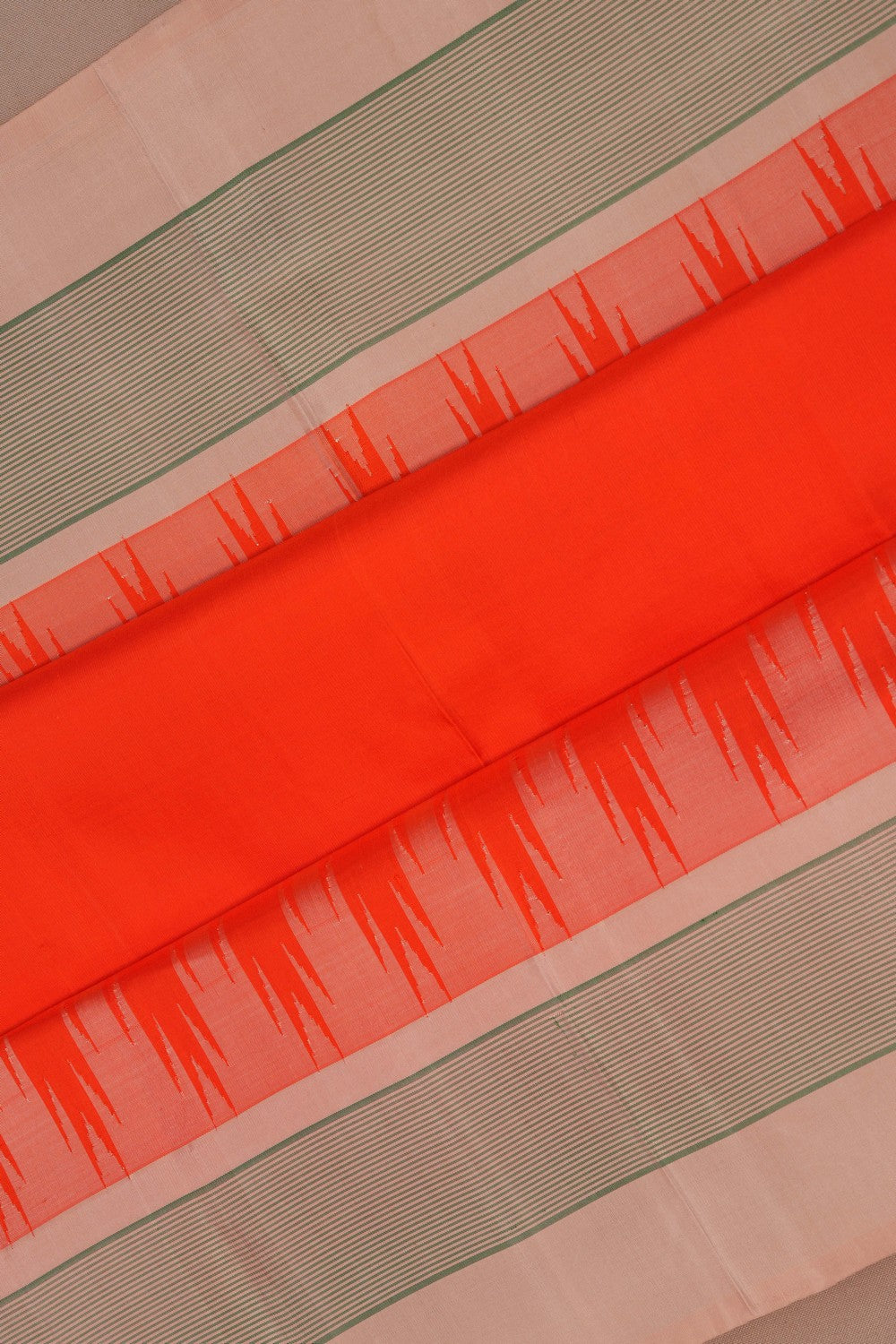 Kanchipuram Silk Orange Saree