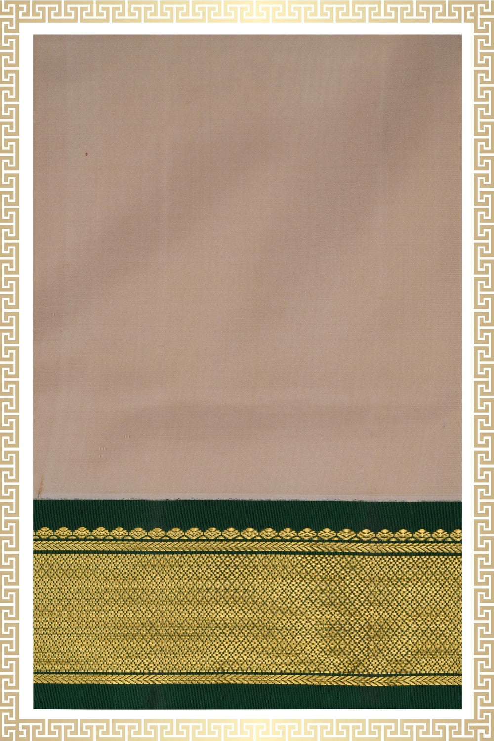 Image of Kanchipuram Silk Off-White Dhoti With Kanduva (8 X 4)