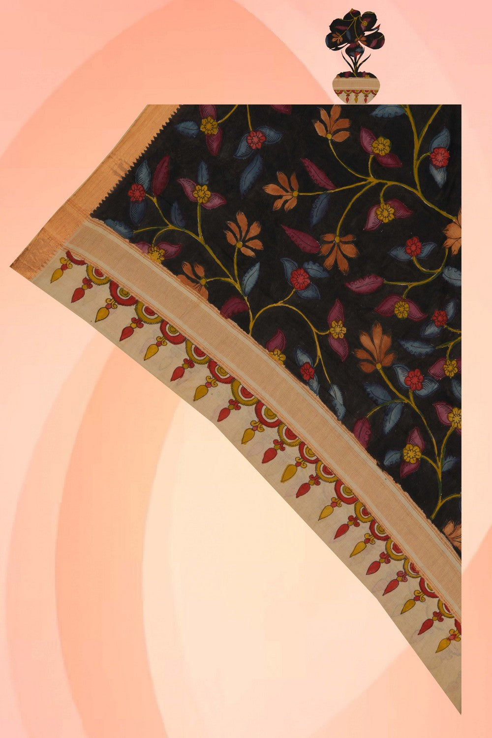 Image of Mangalgiri Kalamkari Dupatta