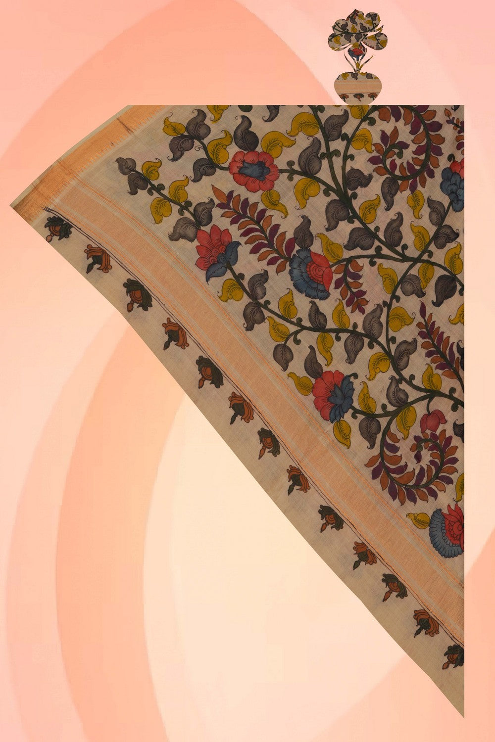 Image of Mangalgiri Kalamkari Dupatta