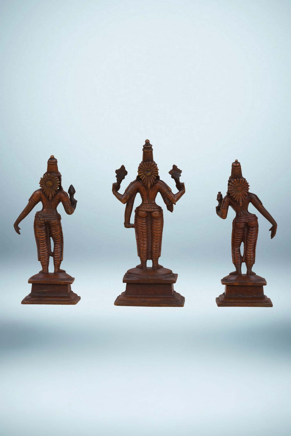 Image of Bronze Venkateshwara Swamy with Sridevi and Bhoodevi Idols