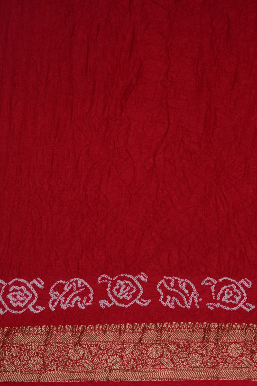 Bandhani Red Saree With Zari Border
