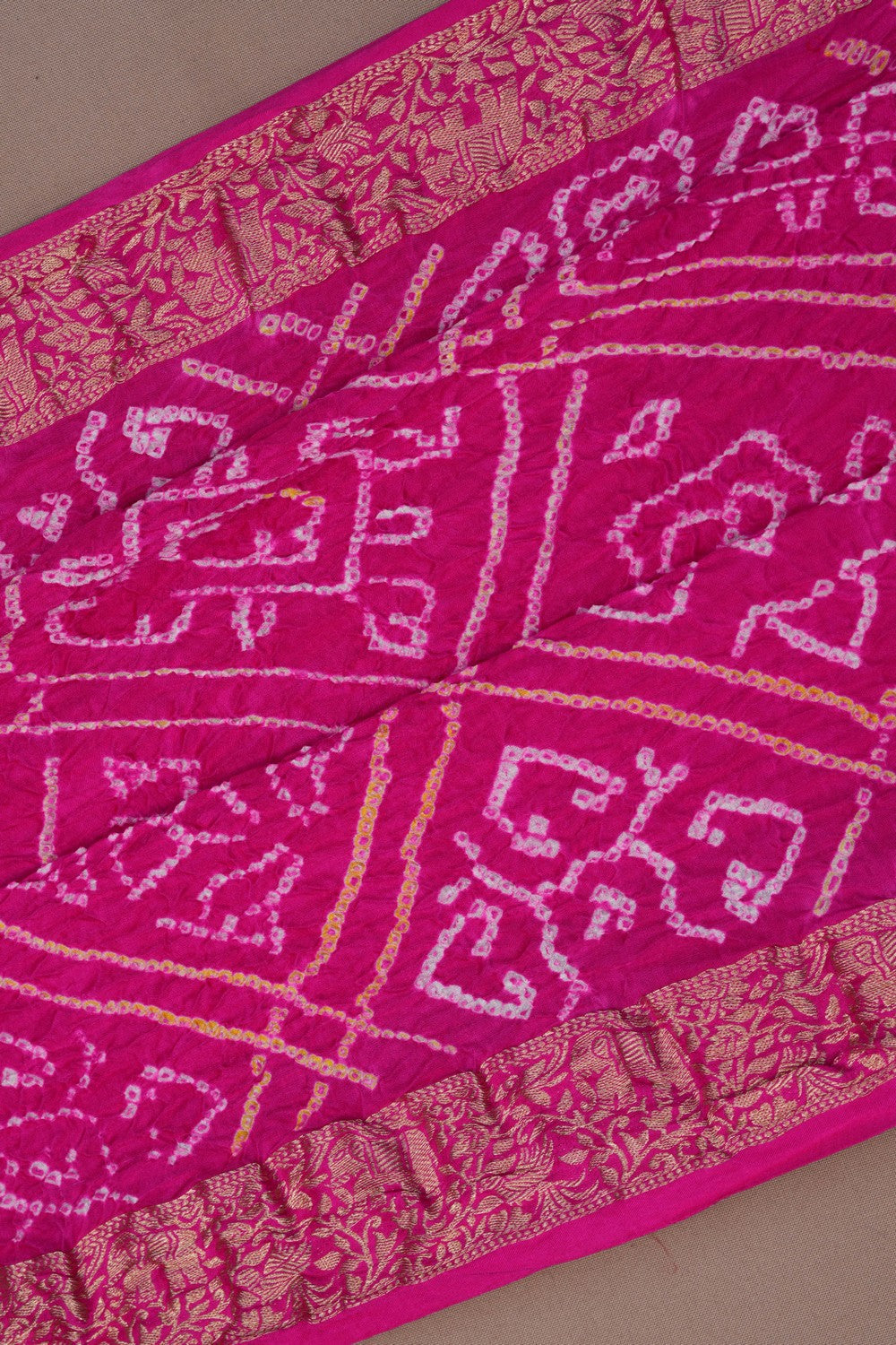 Image of Bandhani Saree With Zari Border