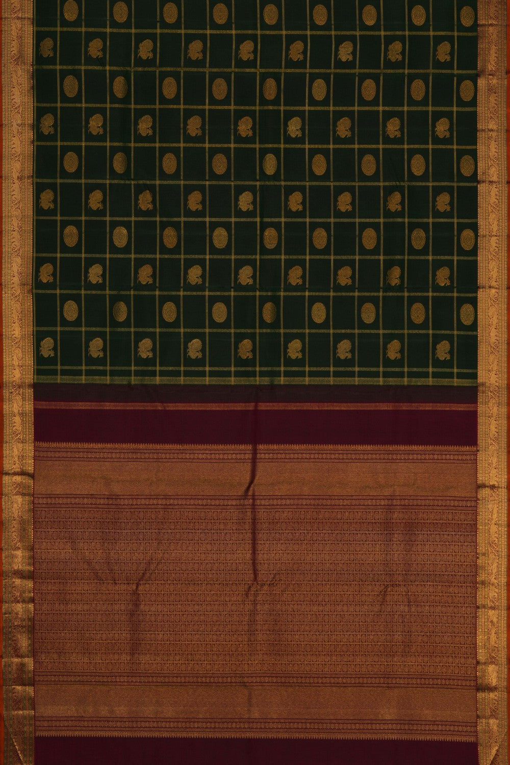 Kanchipuram Silk Kattam Green Saree