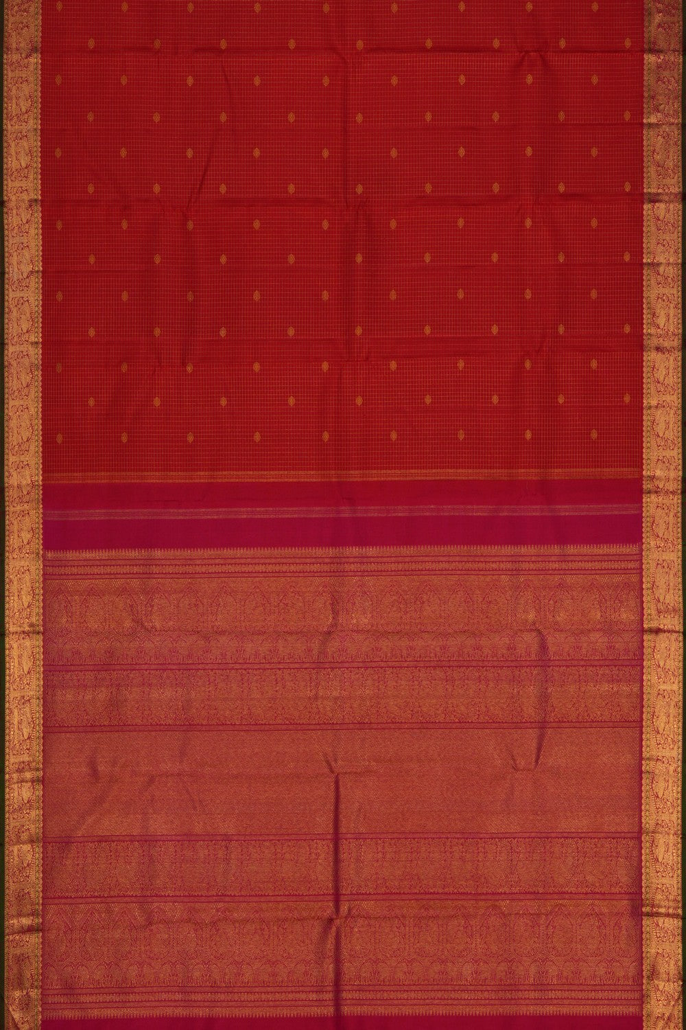 Kanchipuram Silk Kattam Red Saree