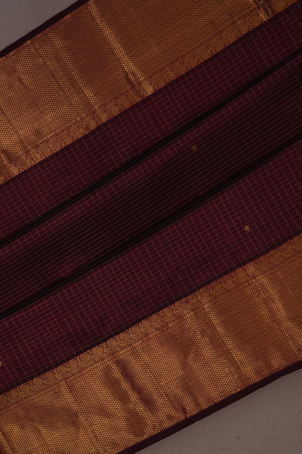 Image of Arani Silk Kattam Earthy Maroon Saree