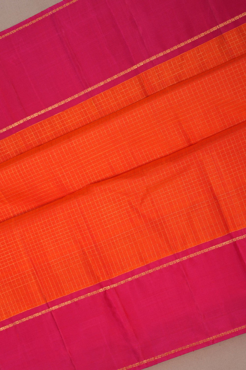 Image of Arani Silk Kattam Orange Saree