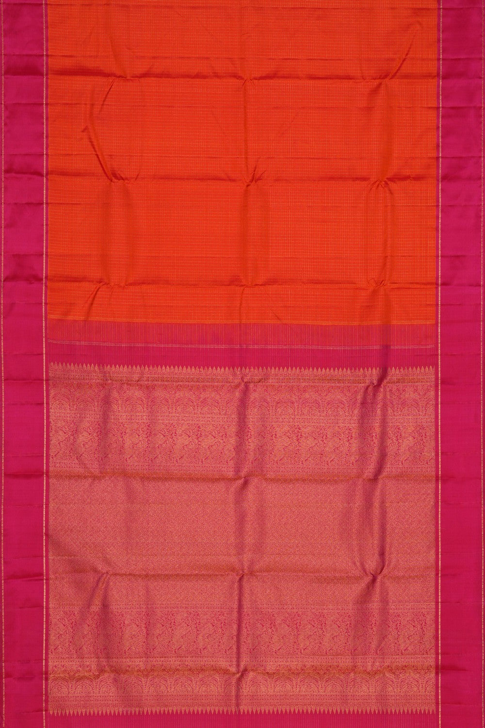 Image of Arani Silk Kattam Orange Saree