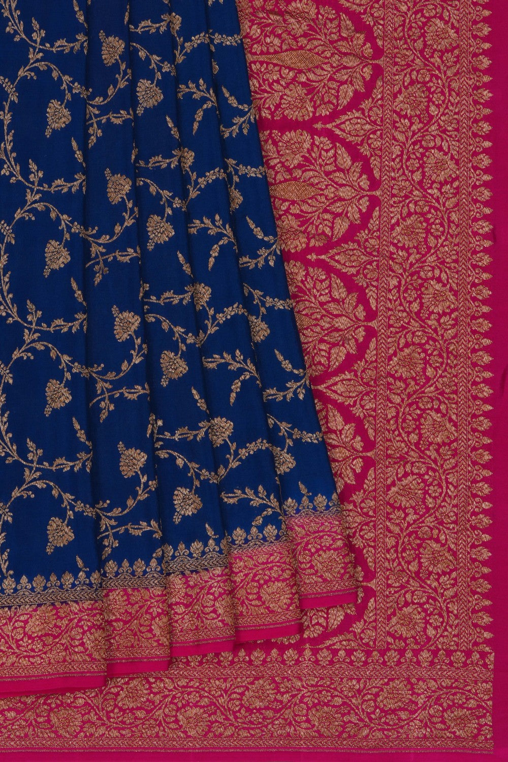 Image of Banarasi Crepe Navy Blue Saree