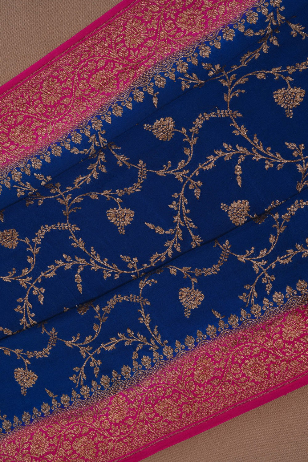 Image of Banarasi Crepe Navy Blue Saree