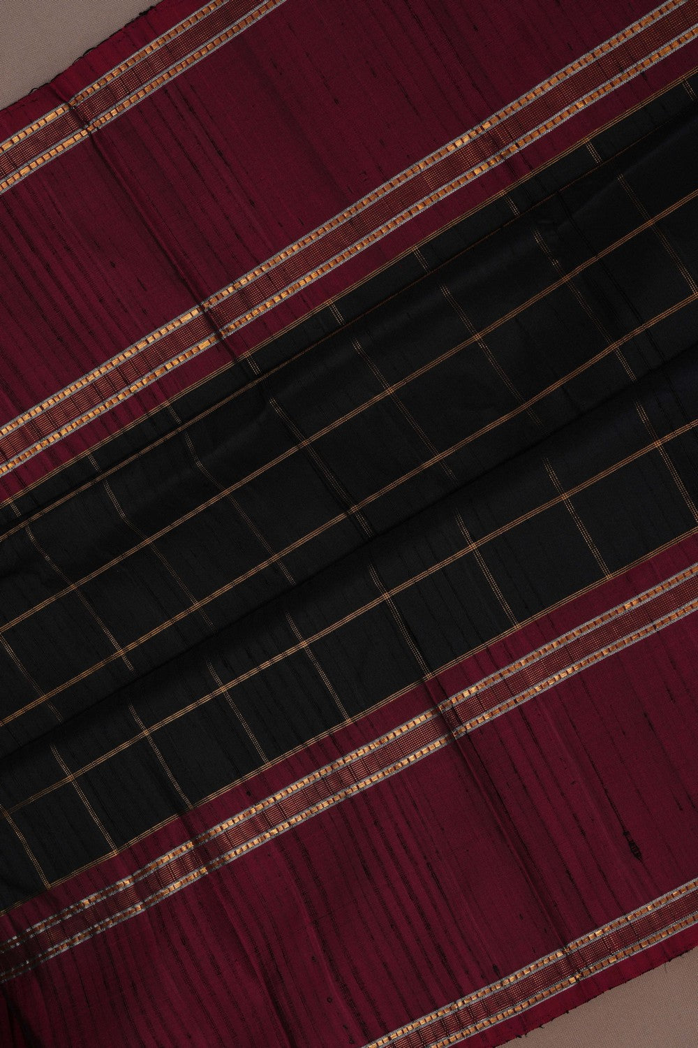 Arani Dupion Silk Kattam Black Saree